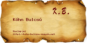 Kóhn Bulcsú névjegykártya